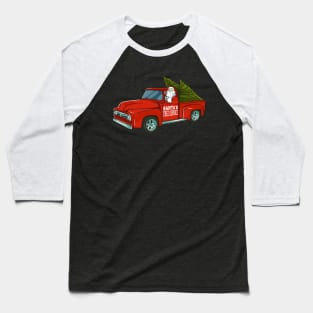 Santa's Tree Service Pickup Truck Christmas Baseball T-Shirt